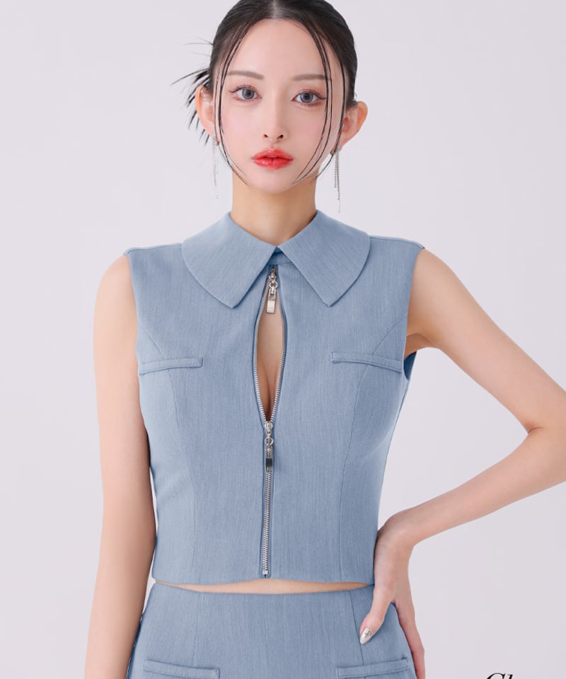 最終値下げGlossyバックオープンキャバドレス XSサイズあり】バックオープンフロントジップタイトセットアップ