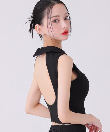 【XSサイズあり】バックオープンフロントジップタイトセットアップミニキャバドレス(GL3925)