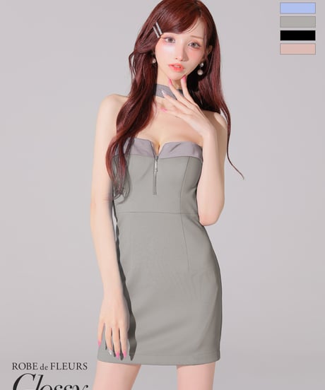【XSサイズあり】2way♡チョーカー風バストジップタイトミニキャバドレス(GL4108)