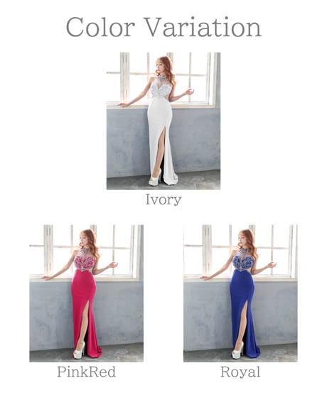 【IRMA】ワンカラー/カットアウト/ホルター/LongDress【31297】