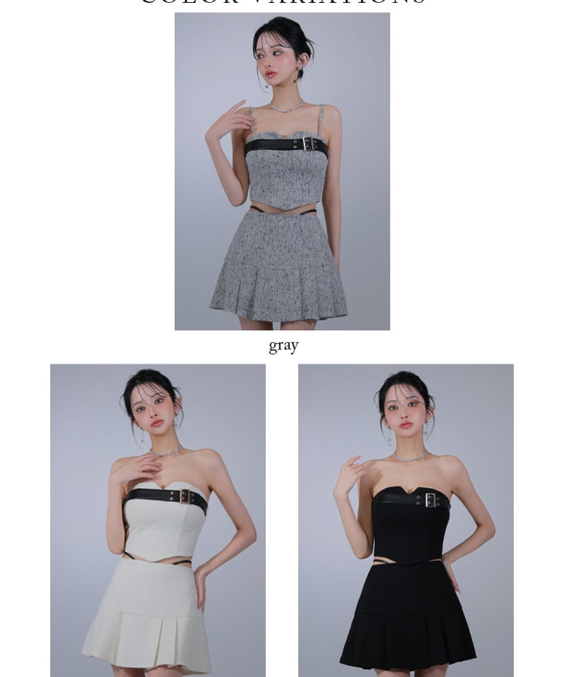 XSサイズあり】ベルトトップスセットアップフレアミニキャバドレス