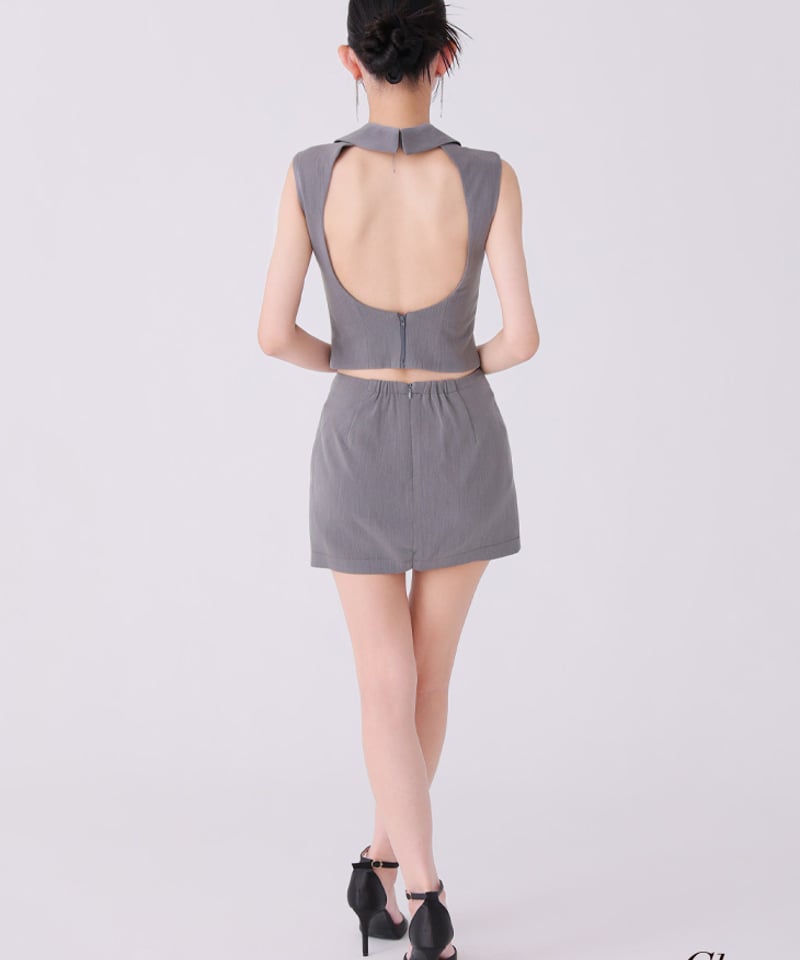 XSサイズあり】バックオープンフロントジップタイトセットアップミニ