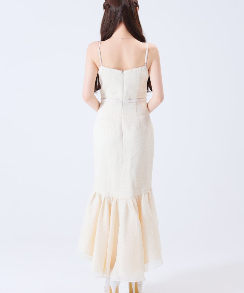 Lサイズあり】レースサテンマーメイドミディキャバドレス(DE3919