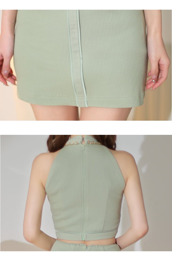 XSサイズあり】フロントジッパーxリブニットセットアップキャバ