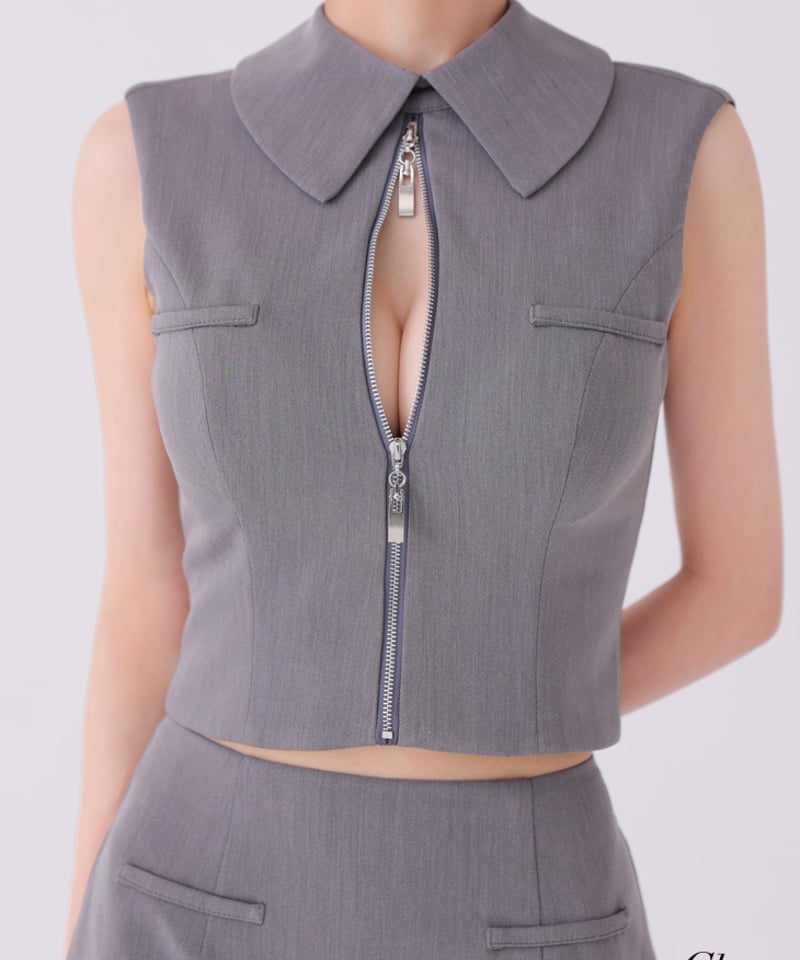 XSサイズあり】バックオープンフロントジップタイトセットアップ