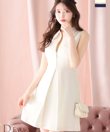 【Lサイズあり】センタージップシンプルノースリーブレディキャバドレス(DE3337)