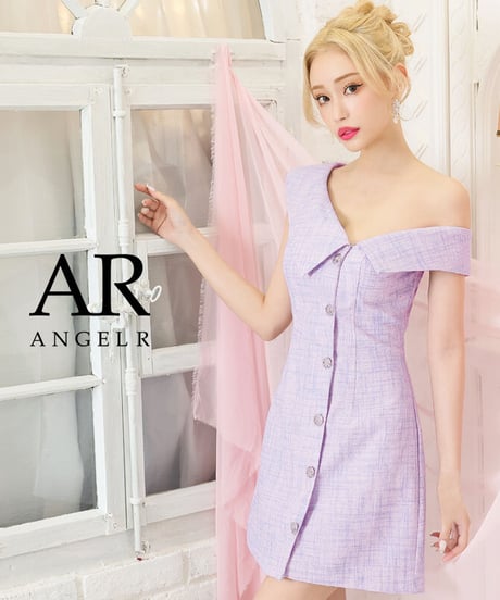 [ビックカラーワンショルダーツイードフレアミニドレス]AngelR(エンジェルアール)|AR23818