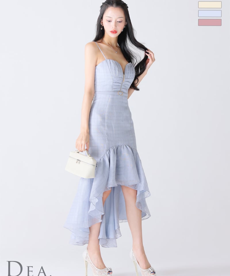 Lサイズあり】レースサテンマーメイドミディキャバドレス(DE3919