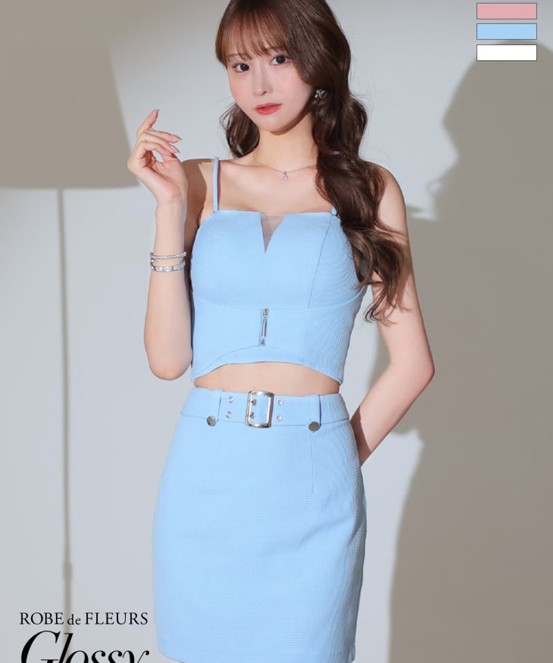 ROBE de FLEURS Glossy ブルーキャバドレスXSサイズ