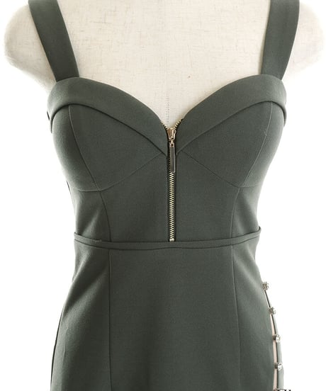 【XSサイズあり】ジッパー×ストレッチタイトミニドレス(GL2727)
