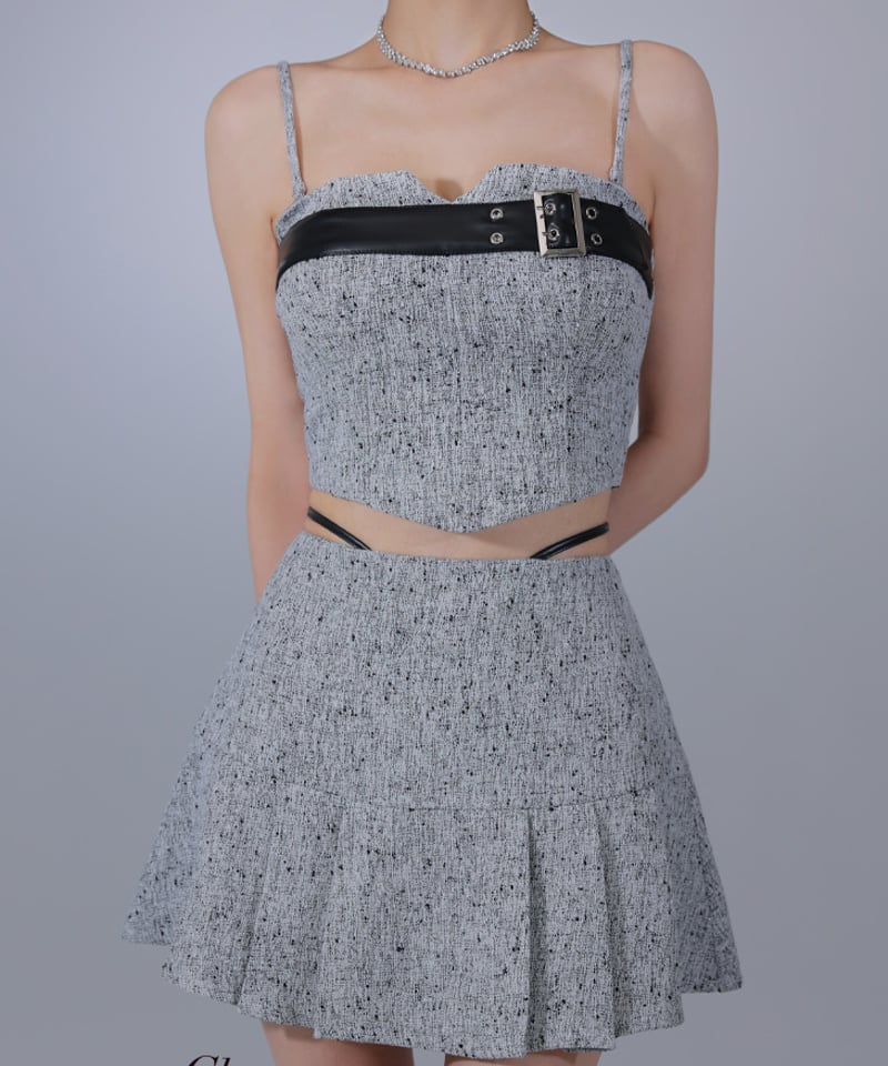 XSサイズあり】ベルトトップスセットアップフレアミニキャバドレス
