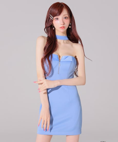 【XSサイズあり】2way♡チョーカー風バストジップタイトミニキャバドレス(GL4108)