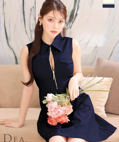 【Lサイズあり】センタージップシンプルノースリーブレディキャバドレス(DE3337)