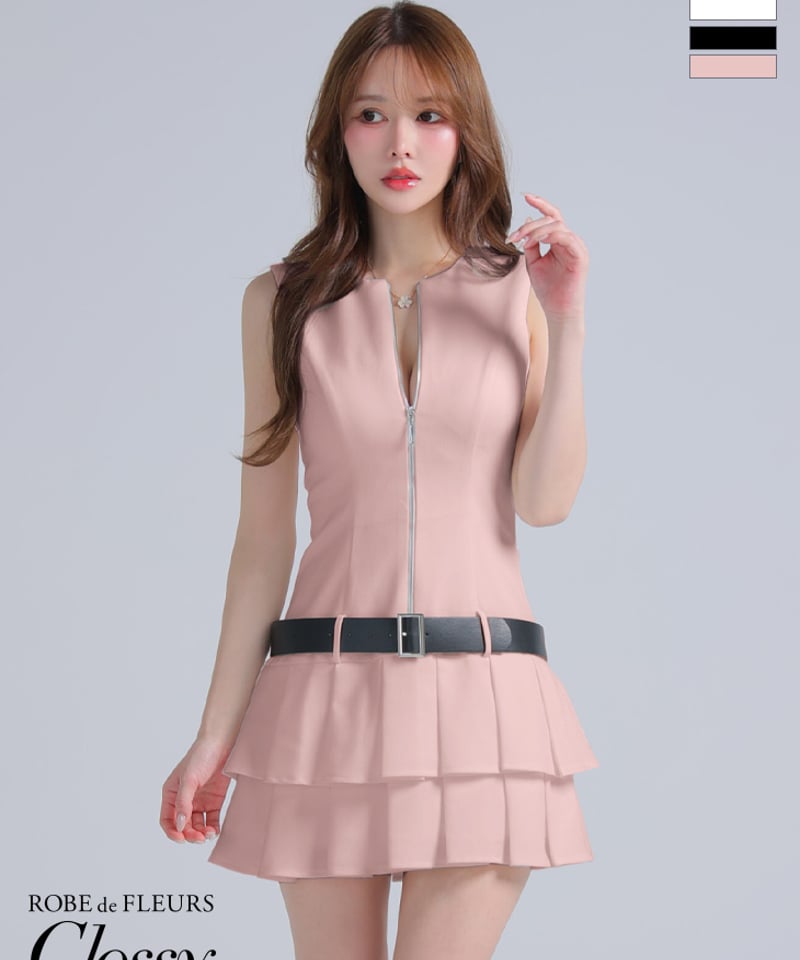 【購入者専用】センタージップ/ノースリーブ/フレア/ミニドレス/キャバドレス Lサイズあり】センタージップシンプルノースリーブレディキャバ