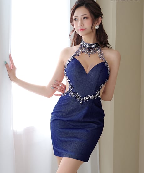 [IRMA/イルマ] 41674 高級ラメ入りビジューホルターネックタイトミニドレス