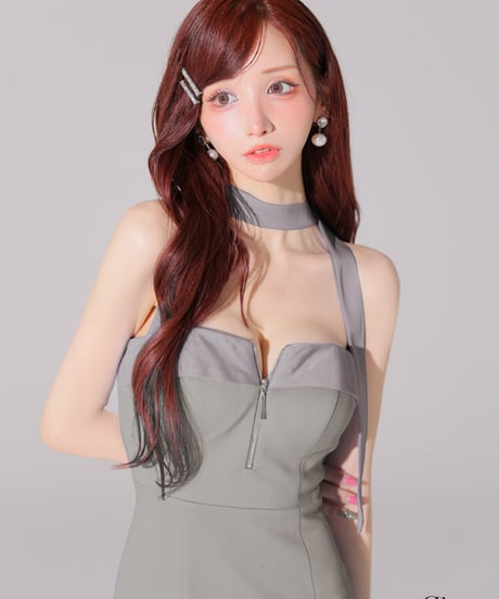 【XSサイズあり】2way♡チョーカー風バストジップタイトミニキャバドレス(GL4108)