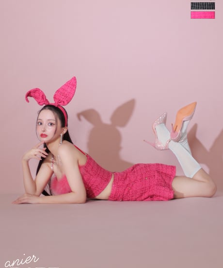XSサイズあり】Tweed heart studded bunny setup mini dress (anier4043)