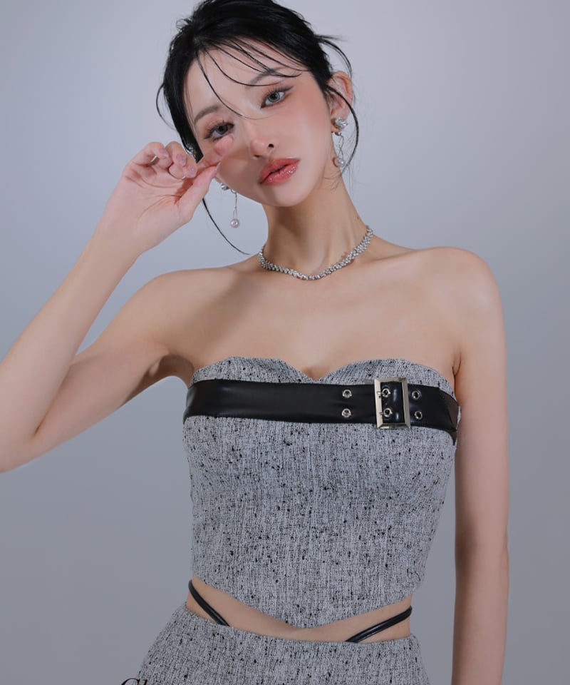 XSサイズあり】ベルトトップスセットアップフレアミニキャバドレス