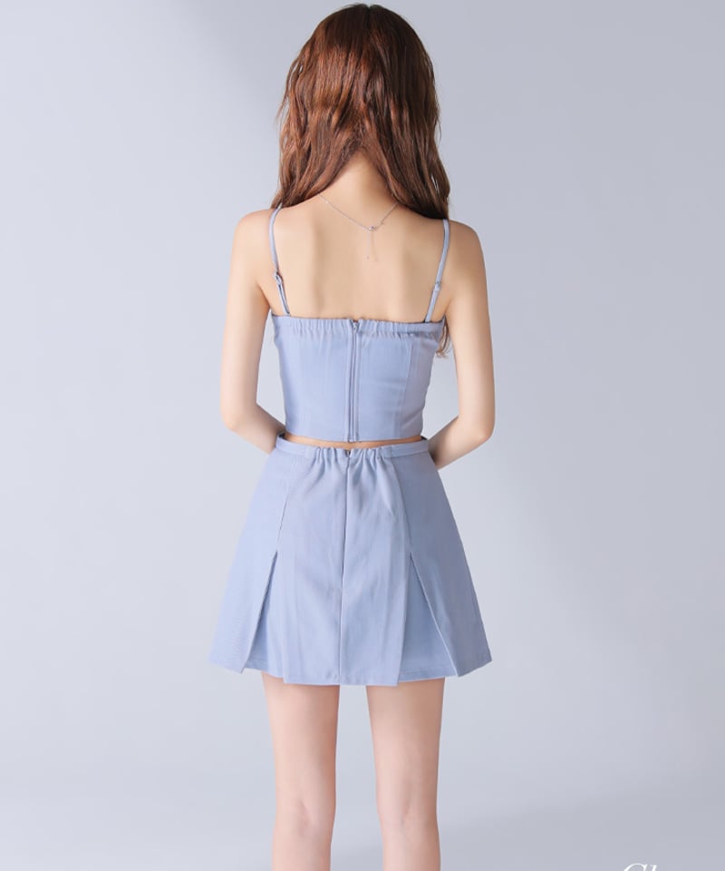 XSサイズあり】バストカットベルトプリーツセットアップミニキャバ