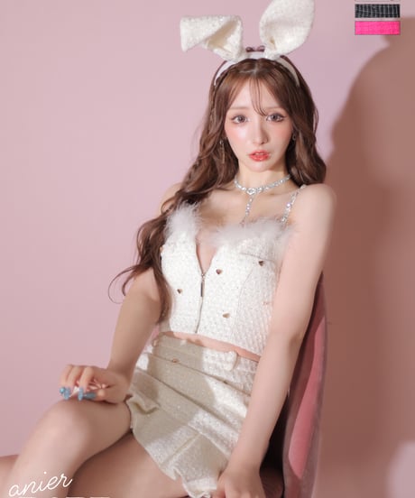 XSサイズあり】Tweed heart studded bunny setup mini dress (anier4043)
