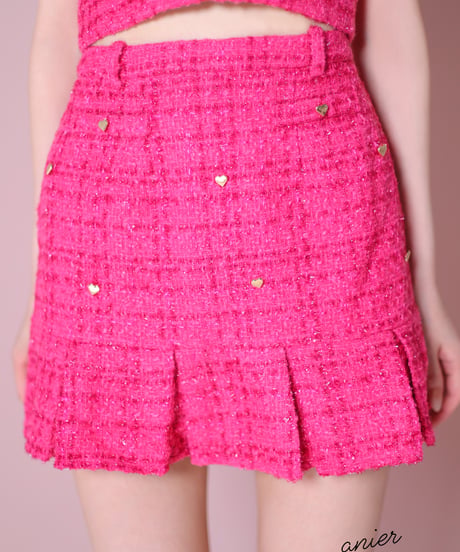 XSサイズあり】Tweed heart studded bunny setup mini dress (anier4043)