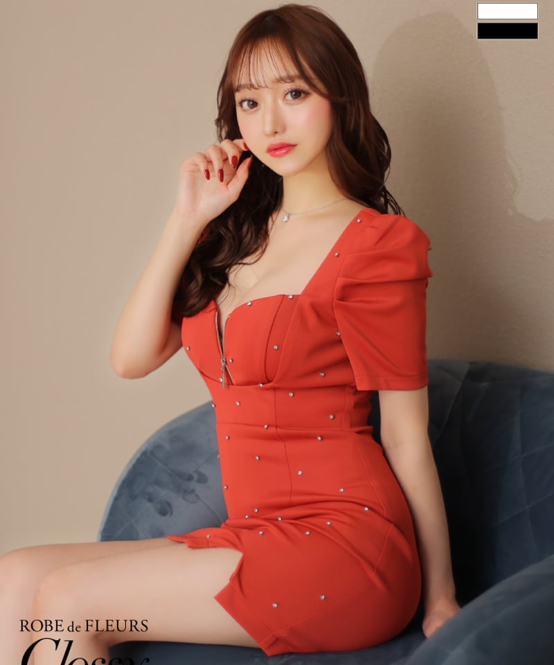 グロッシー フロントジッパー×ストレッチタイトミニドレス グロッシー