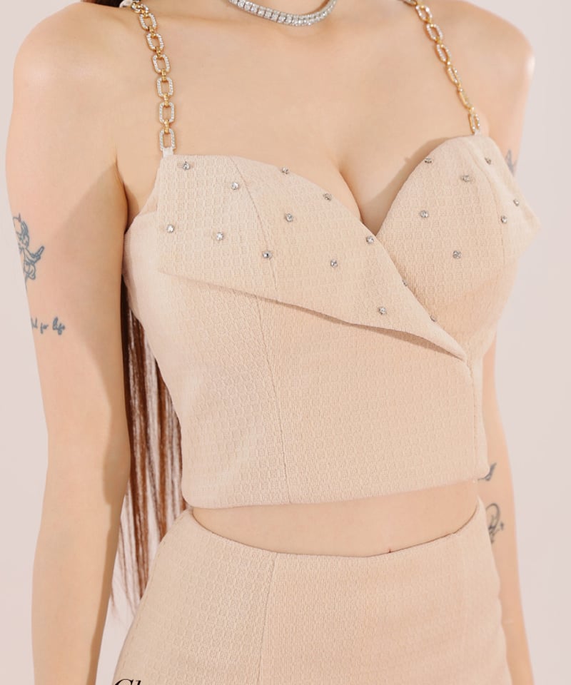 バストビジューニットセットアップミニキャバドレス(GL3532) XSサイズあり】バストビジューニットセットアップミニキャバ