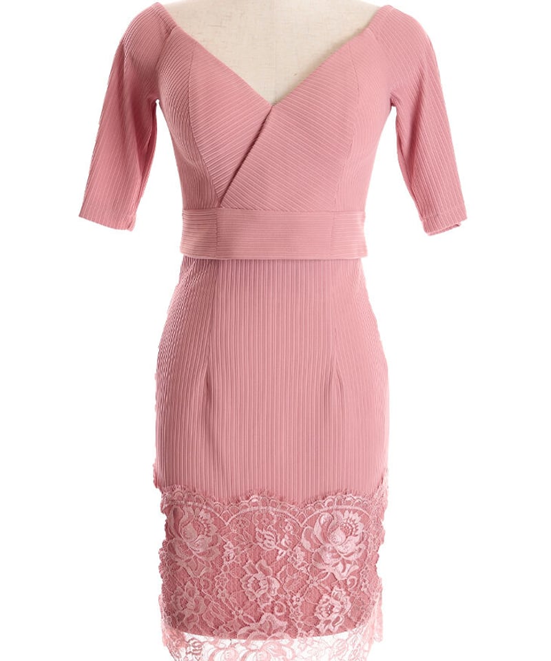 Lサイズあり】リブニット×レースセットアップドレス(DE2857) | chouette