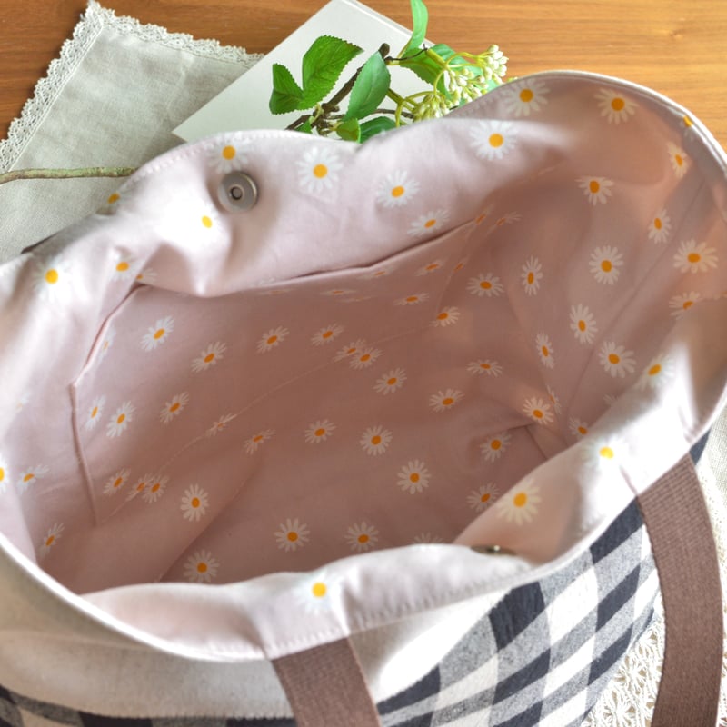 新品 アトリエGG ネル生地 トートバッグ チェック