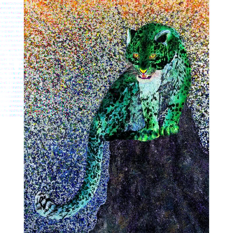 よしさん、動物絵画 Green Leopard | Fujiyoshi Brother's