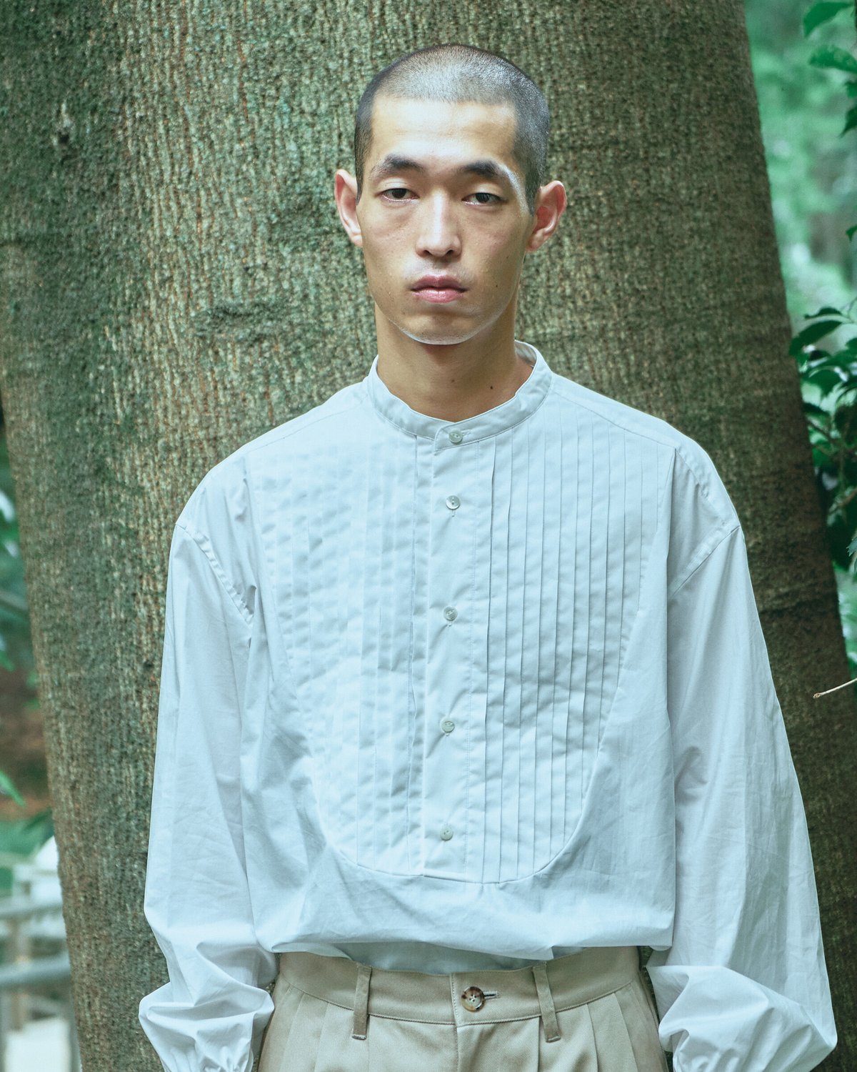 As. エス Bosom dress shirt ボザムドレスシャツ　ブルー　F BOSOM BAND COLLAR SHIRT – ＆ease fairfax