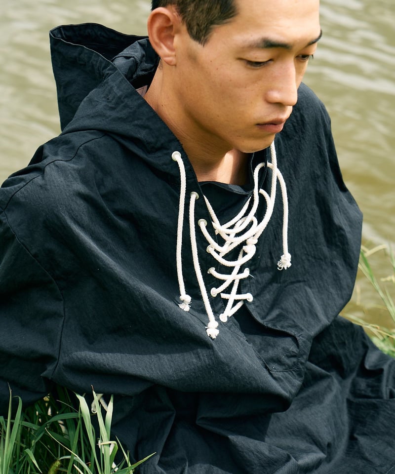 untrace アノラック CNC LACE UP ANORAK [BLACK] | Urig