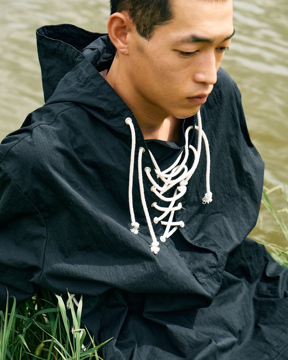 CNC LACE UP ANORAK [BLACK] | Urig
