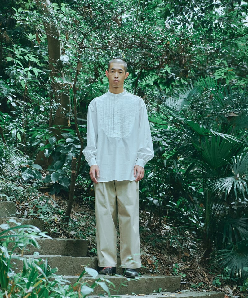 PLEATS BOSOM SHIRT [WHITE] | Urig