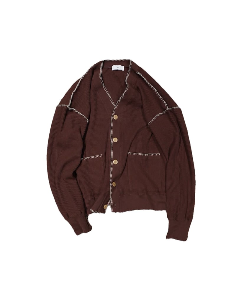 STITCH WAFFLE CARDIGAN [BROWN] | Urig 