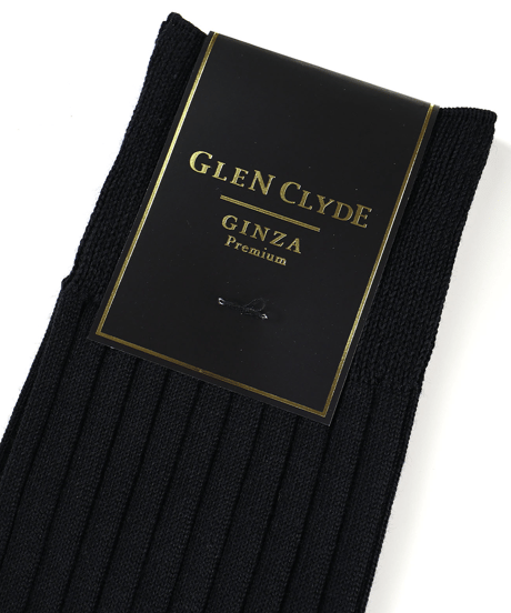 Kensington／Sea Island Cottonリブソックス(25-27.5cm)　ブラック