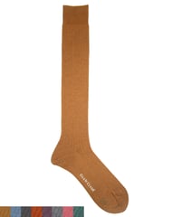 【数量限定】London／スーピマ綿ロングホーズリブソックス　8色