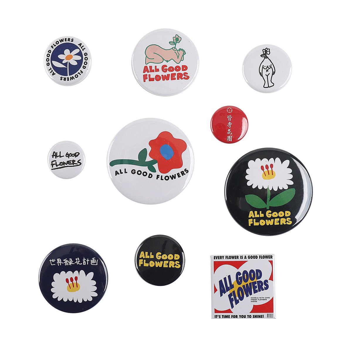 Flower 缶バッチ｜v flower缶バッジセット(3種) (v4デザイン) | gynoid