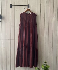 ワンピース YARRA ヤラ INDIAピンタックワンピース ブラウン YR-1624-287