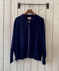 カーデ mao made マオメイド やわらかコットンダブルジップカーデ ブラックネイビー 611122