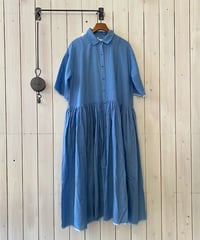 ワンピース maison de soil メゾンドソイル コットンストライプワンピース ブルー  INMDS26064
