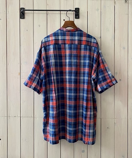 シャツ parkes パークス カラフルタータンチェック5分袖シャツ ブルー PH2622014