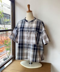 シャツ bluewillow ブルーウィロー コットンチェックポケットシャツ グレー 01FUS11351
