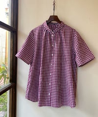 シャツ J.sloane ジェイスローアン ラウンドカラー5分袖ギンガムシャツ  パープル SH2622015