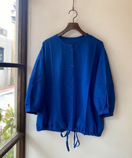 ブラウス bluewillow ブルーウィロー コットンリネンスソリボンハオリブラウス ブルー 01FUP11310