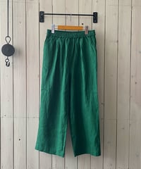 パンツ YARRA ヤラ リネンギャザー8分丈パンツ グリーン YR-1633-315