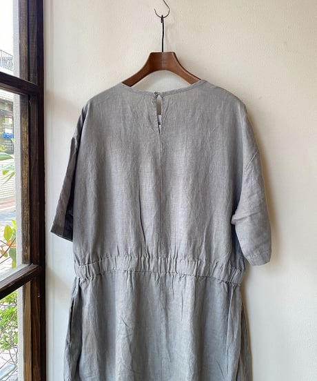 ワンピース bluewillow ブルーウィロー リネンタックワンピース グレイカーキ 01FUP15226