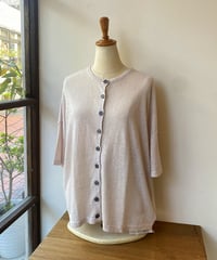 カーディガン mao made マオメイド UV加工リネンKNIT 2WAYハーフスリーブカーディガン オフグレー 621107