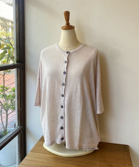 カーディガン mao made マオメイド UV加工リネンKNIT 2WAYハーフスリーブカーディガン オフグレー 621107