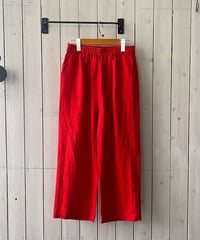 パンツ YARRA ヤラ リネンギャザー8分丈パンツ レッド YR-1633-315